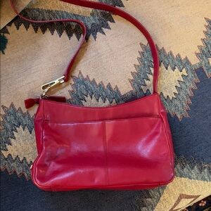 Classic Red Leather Crossbody Bag with Adjustable Strap